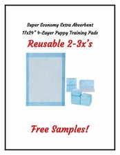 17x24 Extra Absorb 4-layer Puppy Pee Pads/Hospital Under Pads Reuse up to 3x's