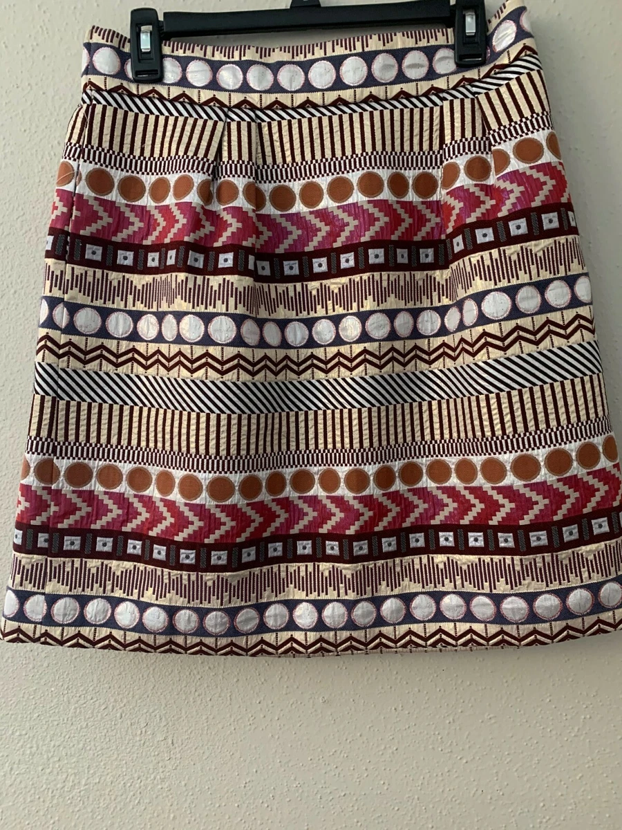 Nomad by Morgan Carper Designer Shiny Geo Jacquard Skirt Cute!!