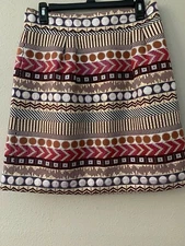 Nomad by Morgan Carper Designer Shiny Geo Jacquard Skirt Cute!!  