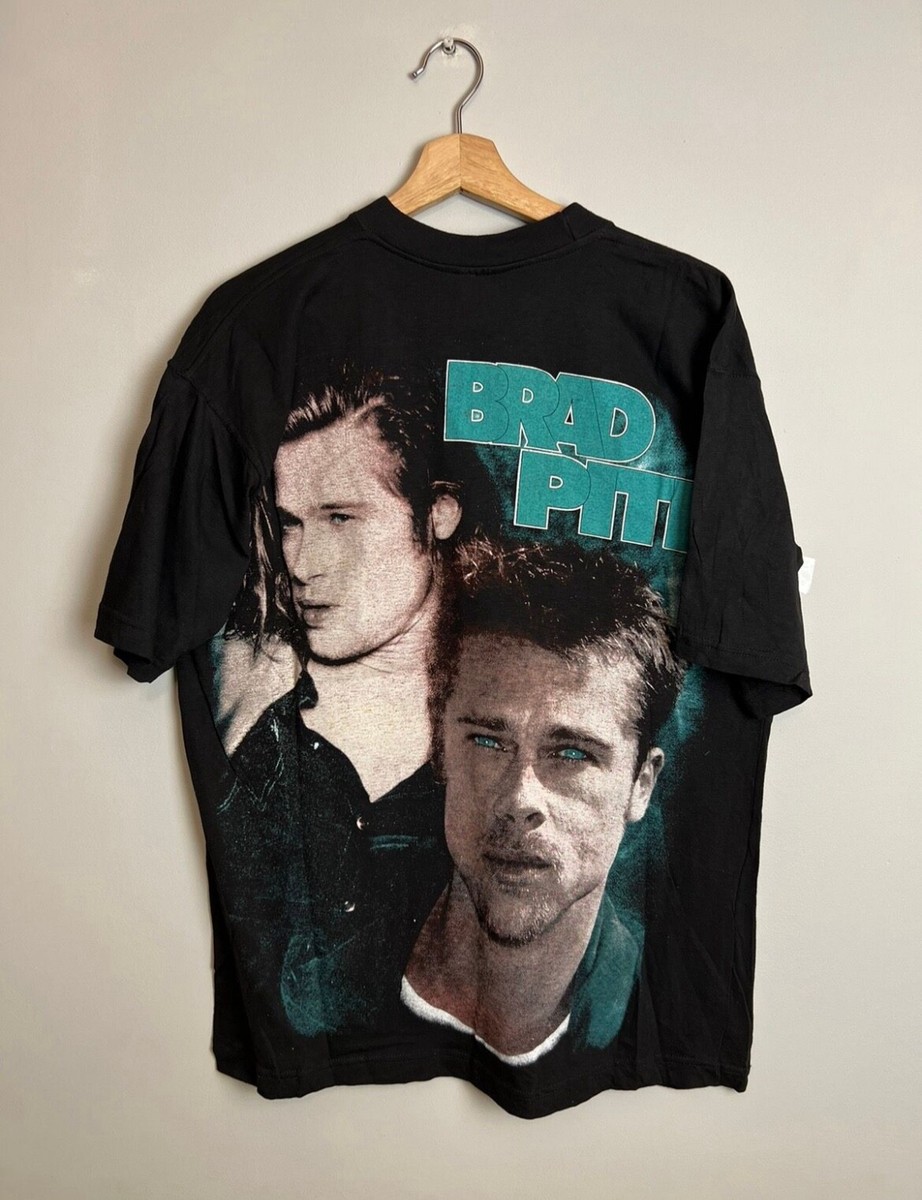 トップス seven Brad Pitt s/s movie fade tee black Brad Pitt Seven movie 1995 vtg black t-shirt classic style