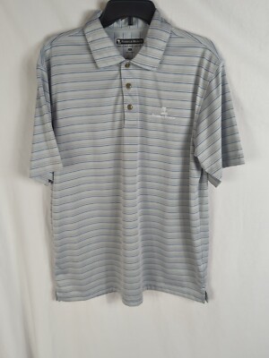 PEBBLE BEACH shirt Performance DRY-LUXE Striped Polo Golf LARGE short sleeve