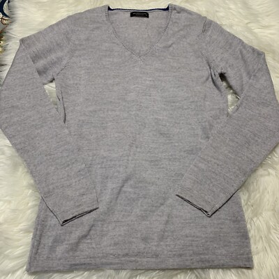 Brunella Gori Women's Sweater 100% Extrafine Merino Wool V-Neck Gray Italy Med
