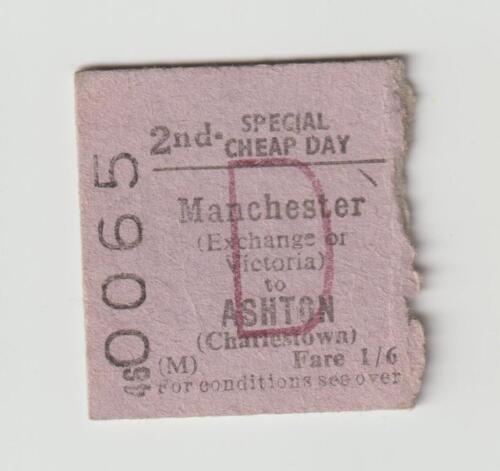 Eisenbahnticket BR Manchester Exchange - Ashton Charlestown 2. Rückfahrt Edmondson