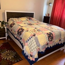 Vintage patchwork Quilt bedspread handmade Queen