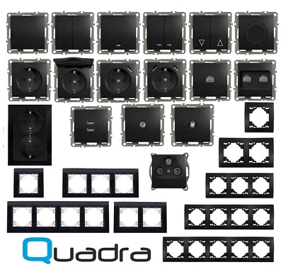 ADELID® Steckdose Unterputz Schwarz Wandschalter Lichtschalter Rahmen Vertikal Dimmer