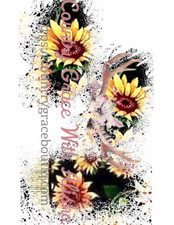 Sublimation Print Black Sunflower Patch Ready to Press Heat Transfer