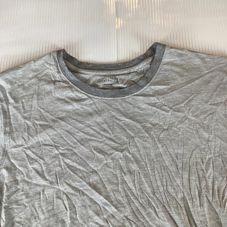 Мужская футболка Daniel Buchler размер S короткий рукав эластичная вырез лодочкой в полоску NY - Изображение 2 из 4