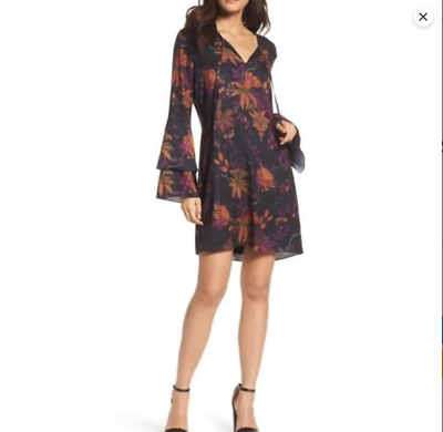 Kobi Halperin Primrose Bell Sleeve Black Floral Dress Sz Small EUC | eBay Kobi Halperin Primrose Bell Sleeve Black Floral Dress Sz Small EUC | eBay