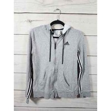 Adidas Womens Gray Long Sleeve Full Zip Athleisure Sweatshirt Hoodie Medium