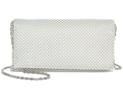 I.n.c. International Concepts Prudence Shiny Imitation Pearl Clutch Pearl Silver