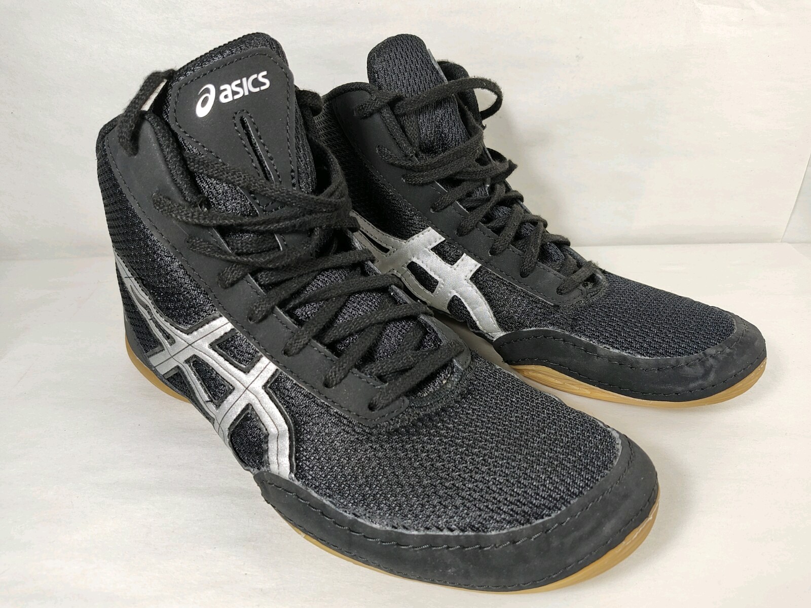 Asics Matflex 5 Wrestling Boxing Shoes Black Silver lace up J504N Men's 7