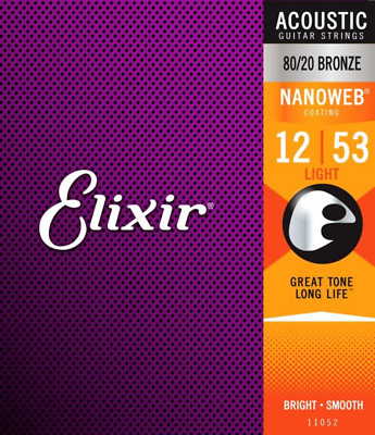 Elixir NANOWEB 80/20 Bronze Akustikgitarrensaiten - mit einer Auswahl der Stärke