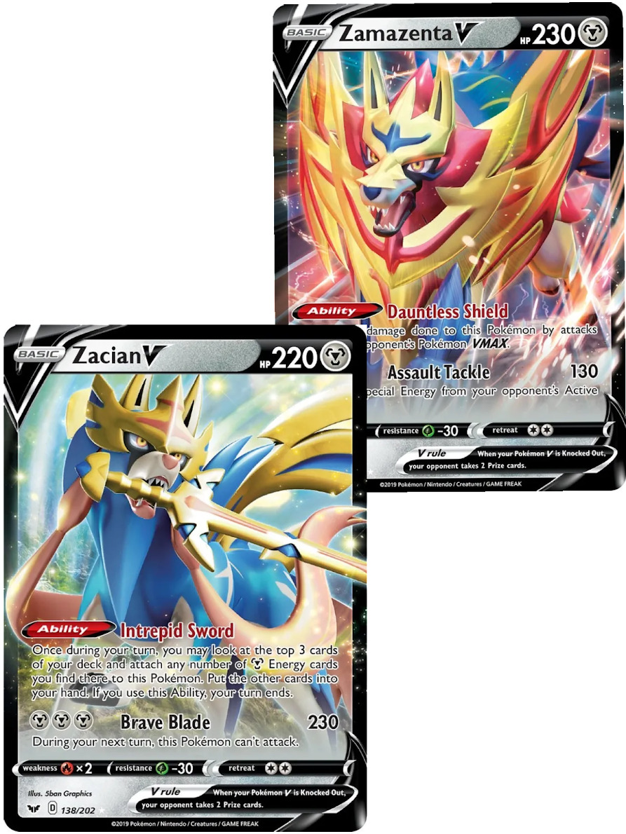 Pokemon Card Set Zacian V and Zamazenta V Sword & Shield Base Set