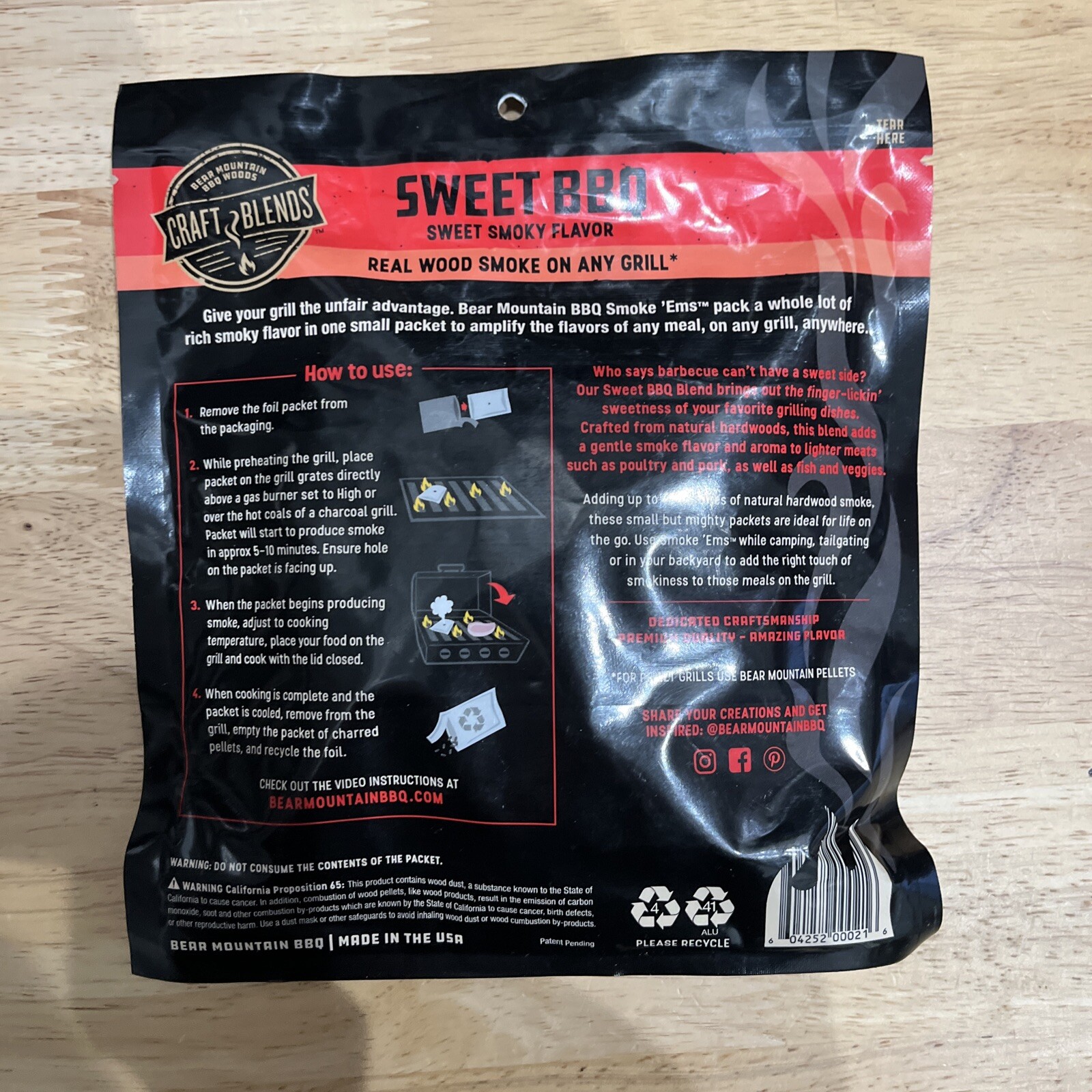 Bear Mountain Sweet BBQ Smoke 'Ems Sweet Smoky Flavor on any Grill 6oz PK