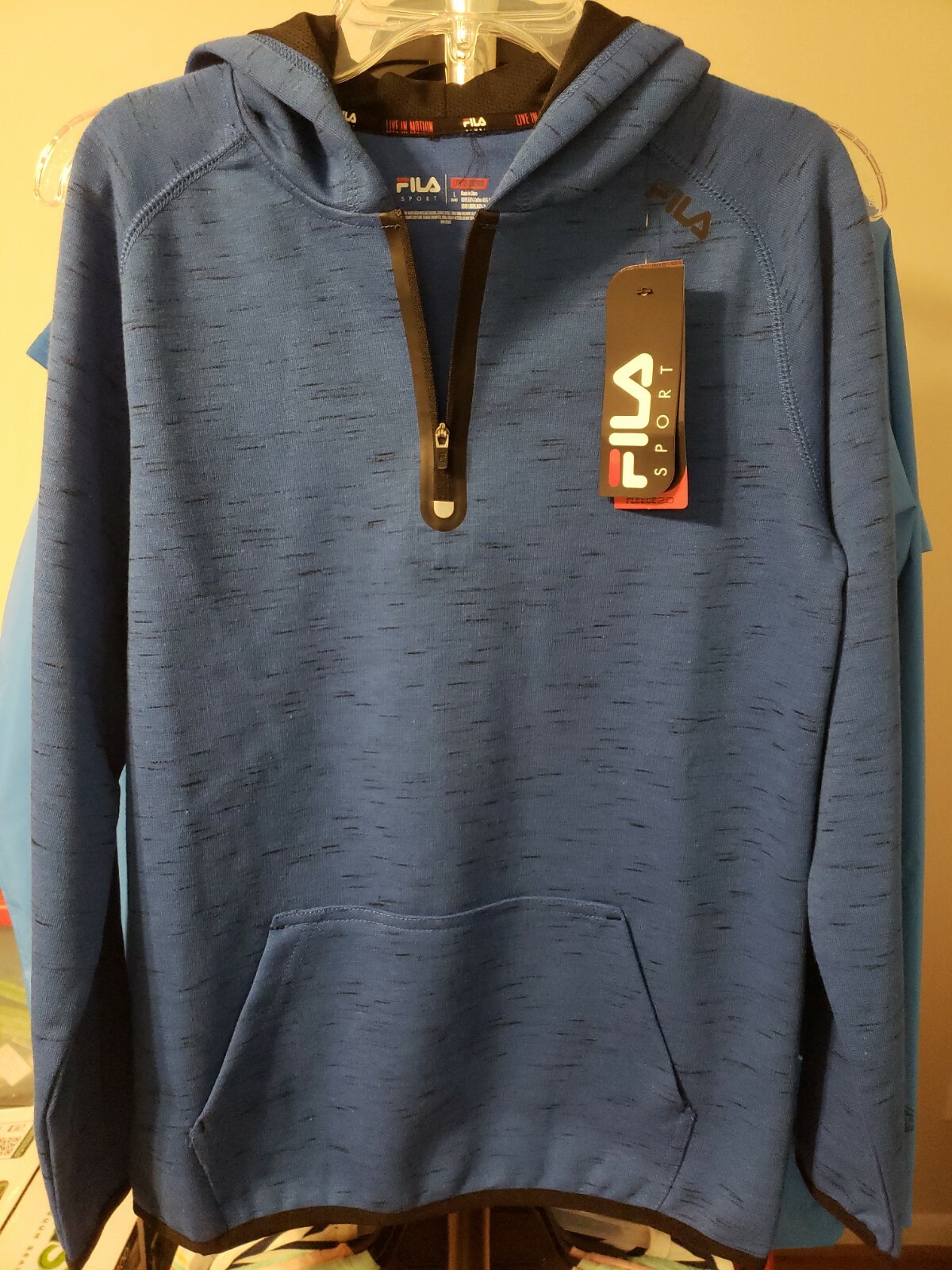 FILA Maglione Ragazzo Felpa con Cappuccio in Pile BLU Taglia Large Nuovo con etichette