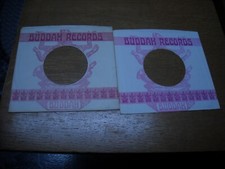 45 COMPANY SLEEVE, LOT OF TWO BUDDAH, PINK WHITE.