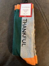 Club Room Men's Novelty Christmas Holiday Crew Socks One Size Thankful