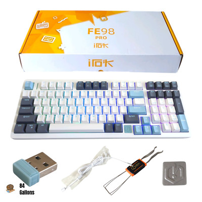 IROK FE98Pro 3 in 1 RGB Hot Swappable Mechanical Keyboard (White/Blue)