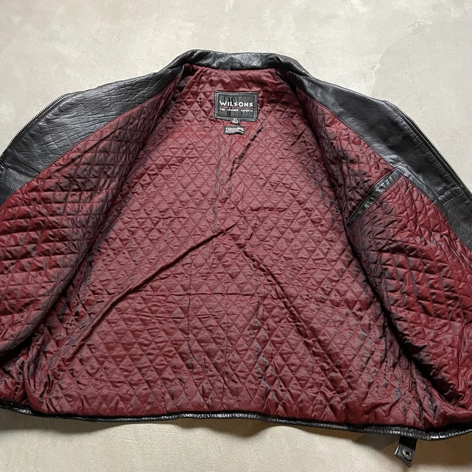 Wilsons Leather Jacket Thinsulate Vintage Y2K Lined Bomber XL Mens Motorcycle - Image 4 of 4
