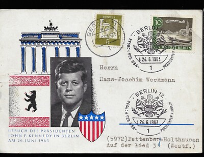 1963 John Kennedy European Visit Ich Bin Ein Berliner Trip German Postcard #1