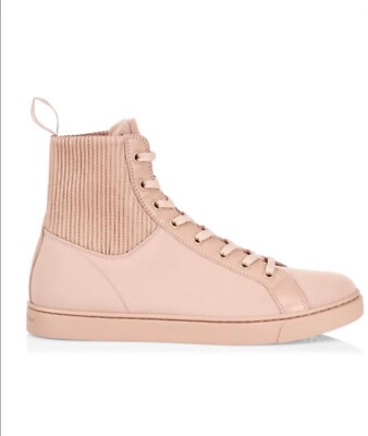 Gianvito Rossi Women's High-Top Rib-Knit Leather Sneakers Size 39,5 EU (9,5 US)