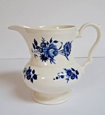 Lord Nelson Pottery White w/ Blue Florals Transferware Pitcher England Pre-owned