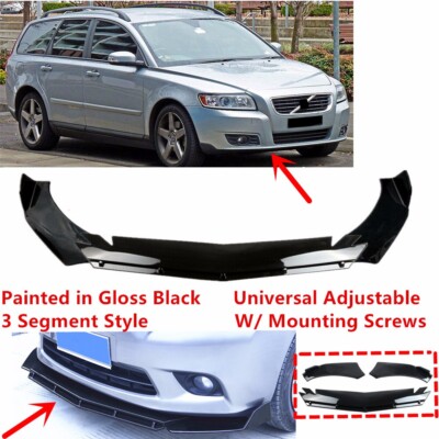 Add-on Universal For 2005-2011 Volvo V50 Front Bumper Lip Splitter Glossy Black