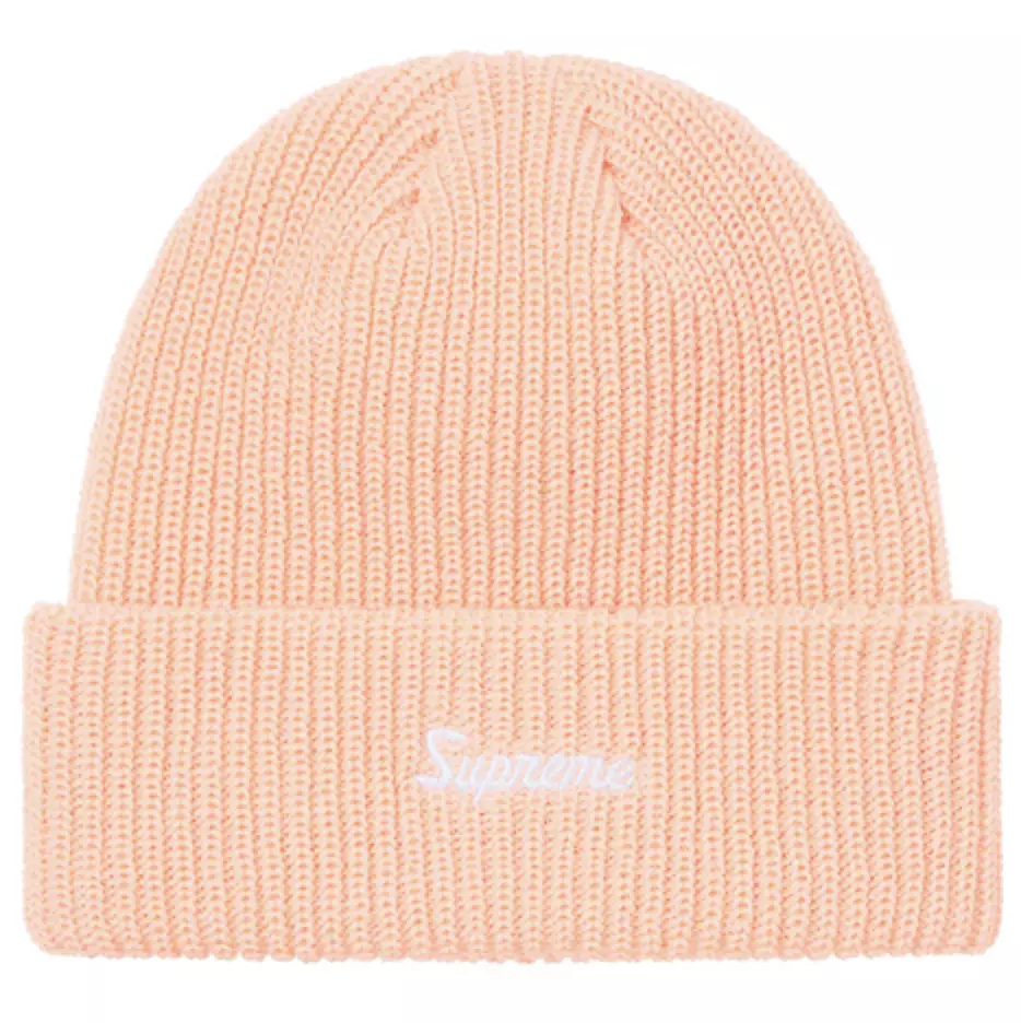 SUPREME LOOSE GAUGE BEANIE (BEIGE) SS21 BIG LOGO NEW ERA BOX LOGO