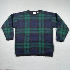 Vintage Sweater Mohair Blend Sweater Wimen Size Large Blackwatch Green 1990’s