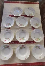 Floral porcelain set 6 plates and 5 soup bowls, vintage floral dining set