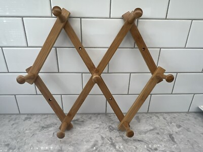 Farmhouse or Danish Style Wooden Expandable Peg Wall Coat