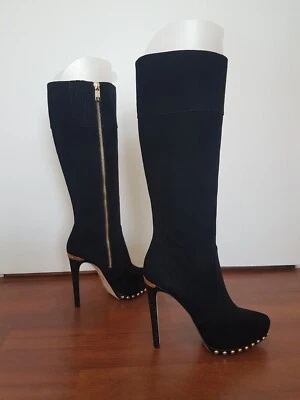 Bottes à talons Michaël Kors daim, noires et dorées P36 comme neuves - Photo 1/4