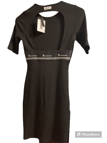 Alexander Wang T schwarzes Kleid kleiner gerippter Ausschnitt Neu mit Etikett - Bild 4 von 9