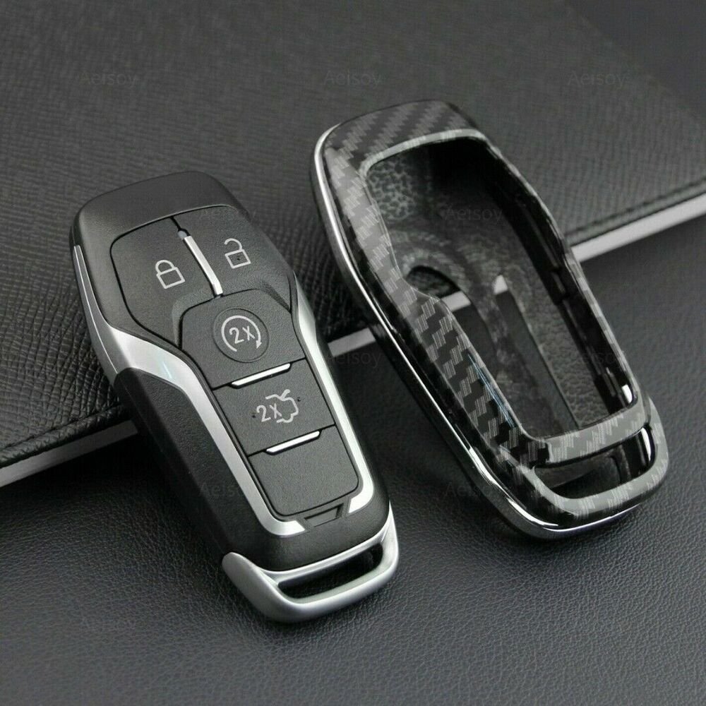 Carbon Fiber Hard Case With Chain For Ford & Lincoln Smart Key Fob