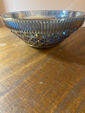 CARNIVAL GLASS BOWL 10.5 IRIDESCENT BLUE, OCT...