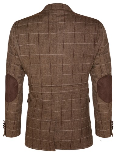 Mens Wool Tweed Shooting Hunting Herringbone Blazer Elbow Patch Jacket - Picture 13 of 14