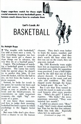 ADOLPH RUPP 1949 PICTORIAL ESSAY ON BASKETBALL KENTUCKY WILDCATS ...