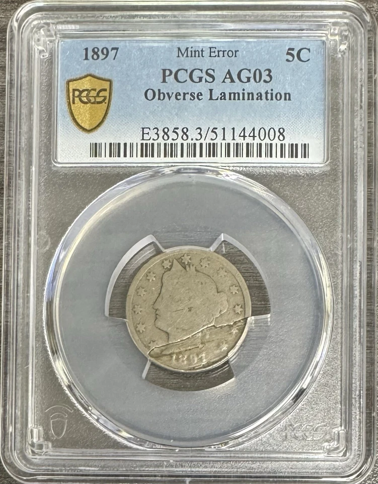 1897 Liberty V Nickel Mint Error PCGS AG03 Obverse Lamination - Image 2 of 3