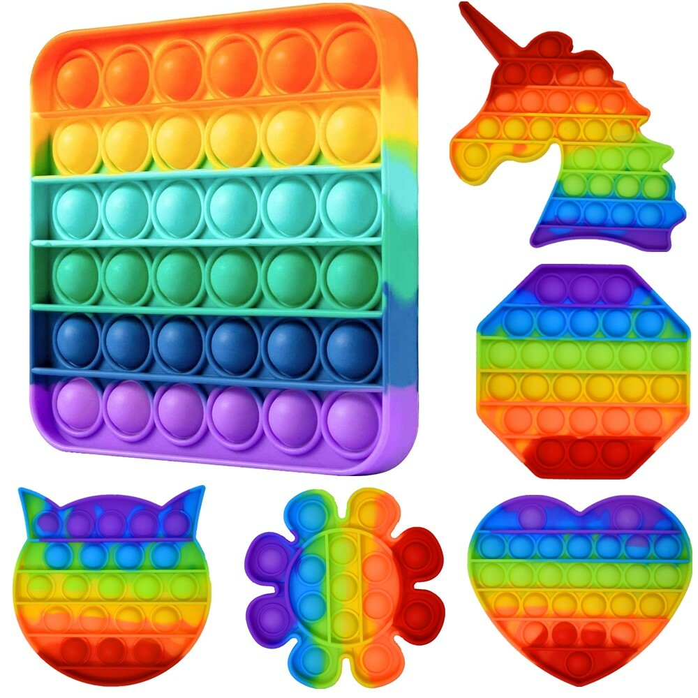 Yeefunjoy Lot 2 Pop It Fidget Toys – Arc-en-Ciel & Météore, Jouets Sensoriels Silicone Anti-Stress, Push Bubble Popping, Cadeau Enfant Adulte