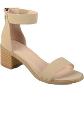 Journee Collection Womens Percy Block Heel Faux Leather Dress Sandals - Nude