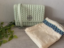 TORY BURCH RARE WILLA RUCHED CHAIN CROSSBODY WALLET MEADOW MIST