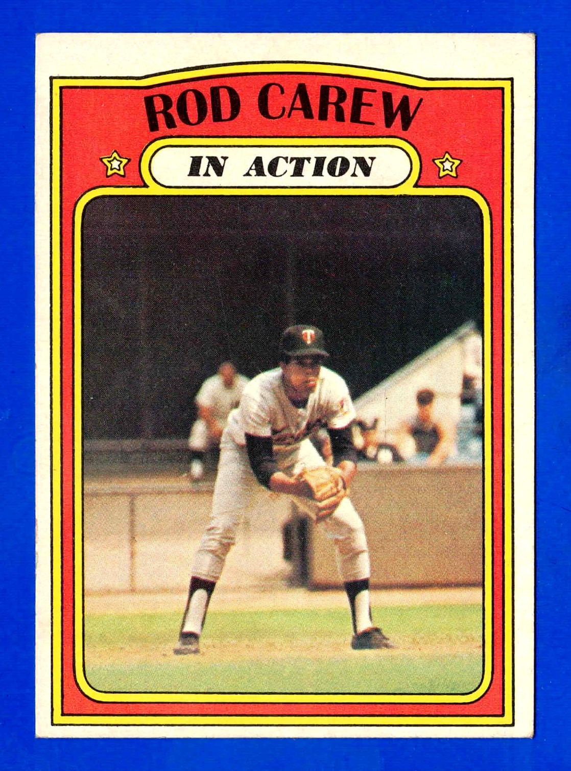 1972 TOPPS #696 ROD CAREW IN ACTION HIGH NUMBER CARD -- EX / EX MINT