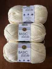 (3 Pack) Lion Brand Yarn - Basic Stitch Anti Pilling Yarn - Ecru