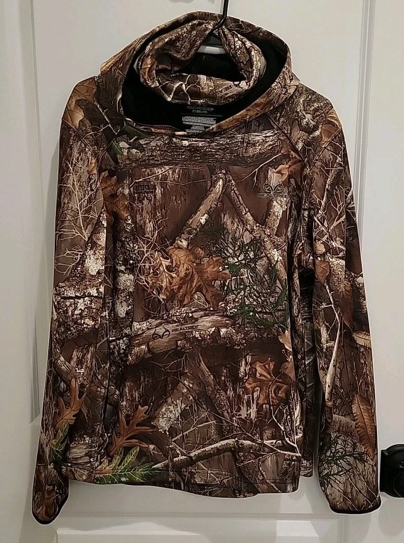REALTREE Camo Hunting Hoodie w/ Neck Gaiter Mens Sz Medium (38-40) Outdoor Wear
