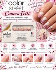 Color Street Nail Strips  Cannes-Fetti FDG253 White/Purple/Pink Glitter Confetti