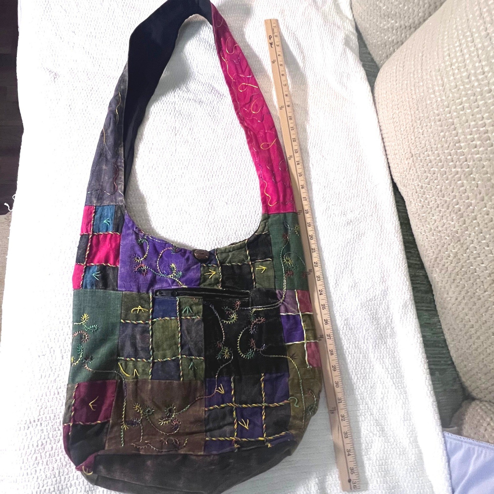 Rising International Patchwork Hobo Boho Bag Colo… - image 7