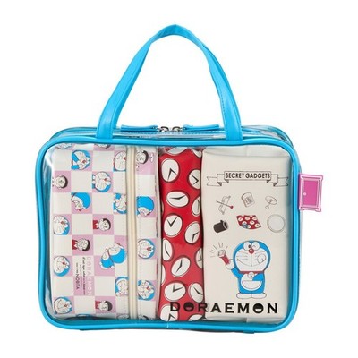 Doraemon Travel Pouch Set Siffler Blue Clear PVC PU HAPITAS Japan