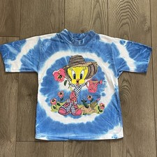 Vintage 1995 Freeze Looney Tunes Tweety Bird Tie Dye Gardener Youth Large Shirt