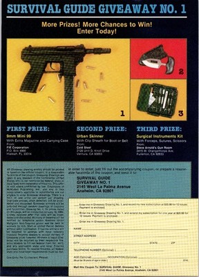 Survival Guide Giveaway No. 1 Vintage Magazine Ad 1980s 9mm Gun Knife Kit