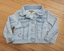 Osh Kosh Light Wash Denim Embroidered Jacket Girls Size 18 Month